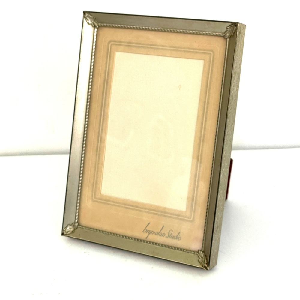 Vintage silver tone Picture Frame Bryn-Alan Studio Etched Metal 5x7 Velvet Back